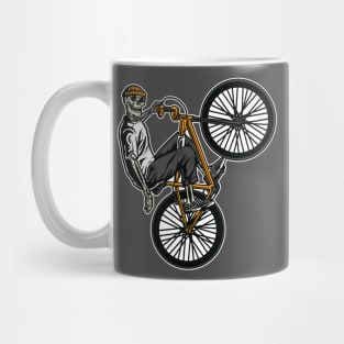 Skeleton Gang Banger on a Bicycle Cartoon Mug